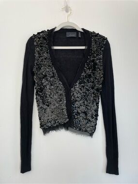 Line Black Sequin Front Women's Sweater Cardigan